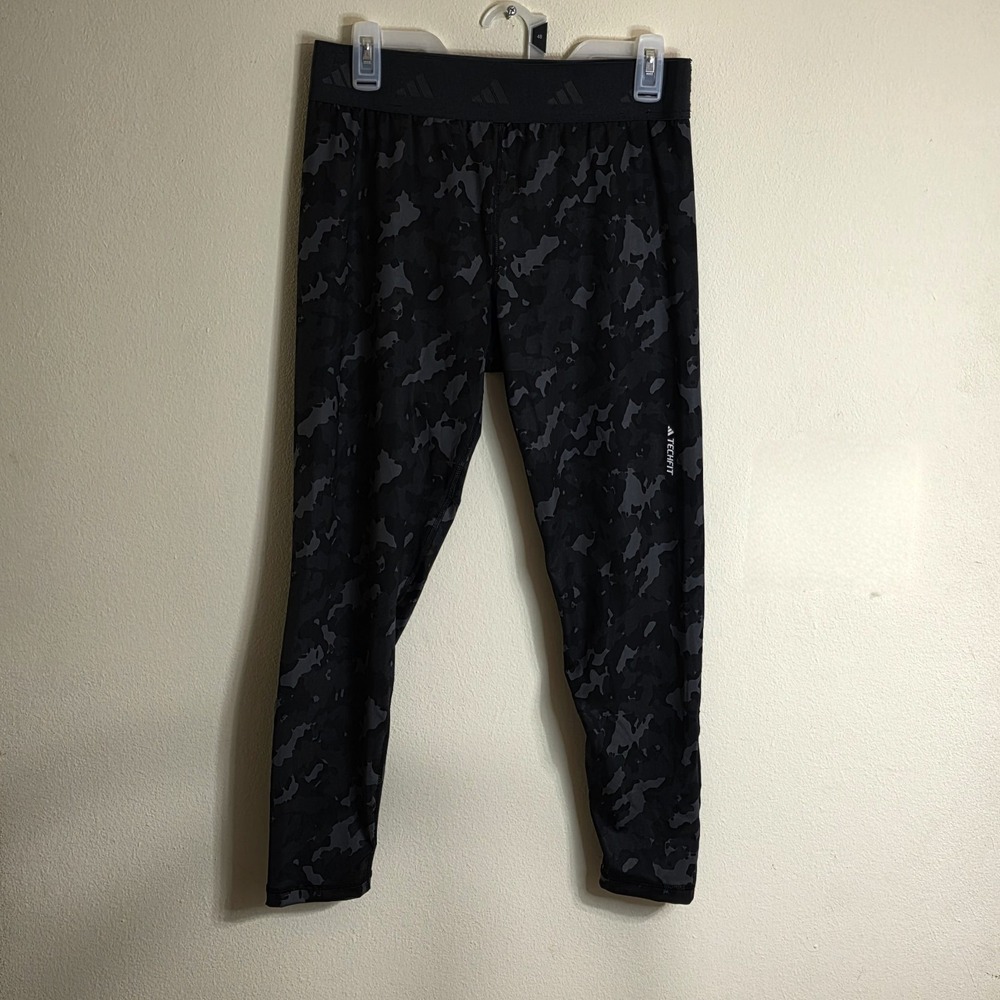 Adidas Techfit Leggings Women L Black Camo Athletic Tights